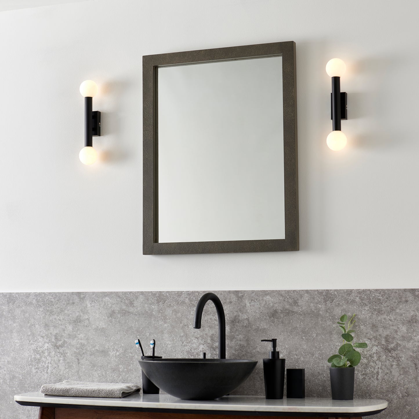 Toronto Matt Black IP44 2 Light Wall Light