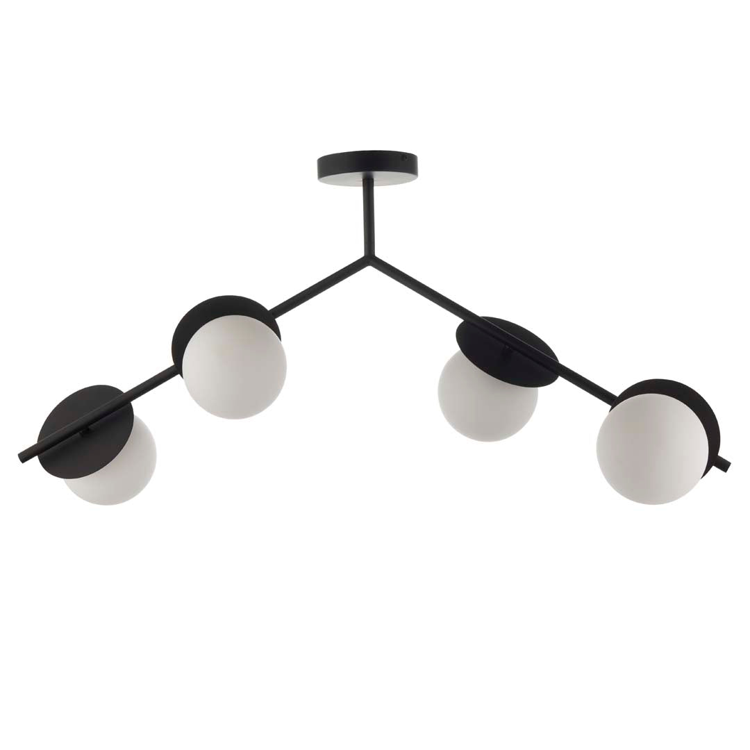 Satellite 4 Light Black Semi Flush Ceiling Light