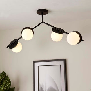 Satellite 4 Light Black Semi Flush Ceiling Light