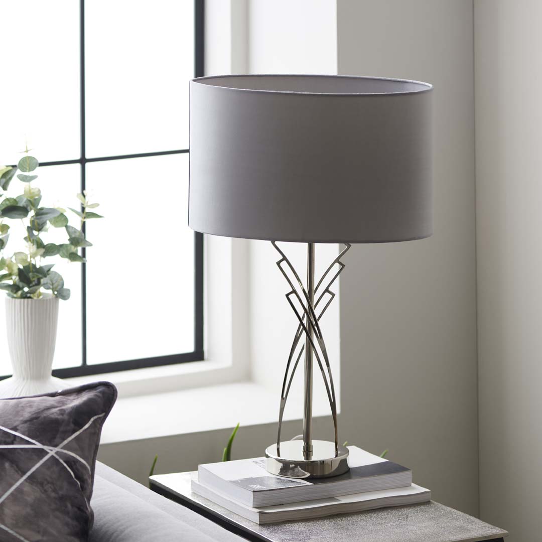 Lyla Satin Nickel Table Lamp