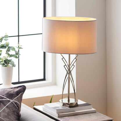 Lyla Satin Nickel Table Lamp