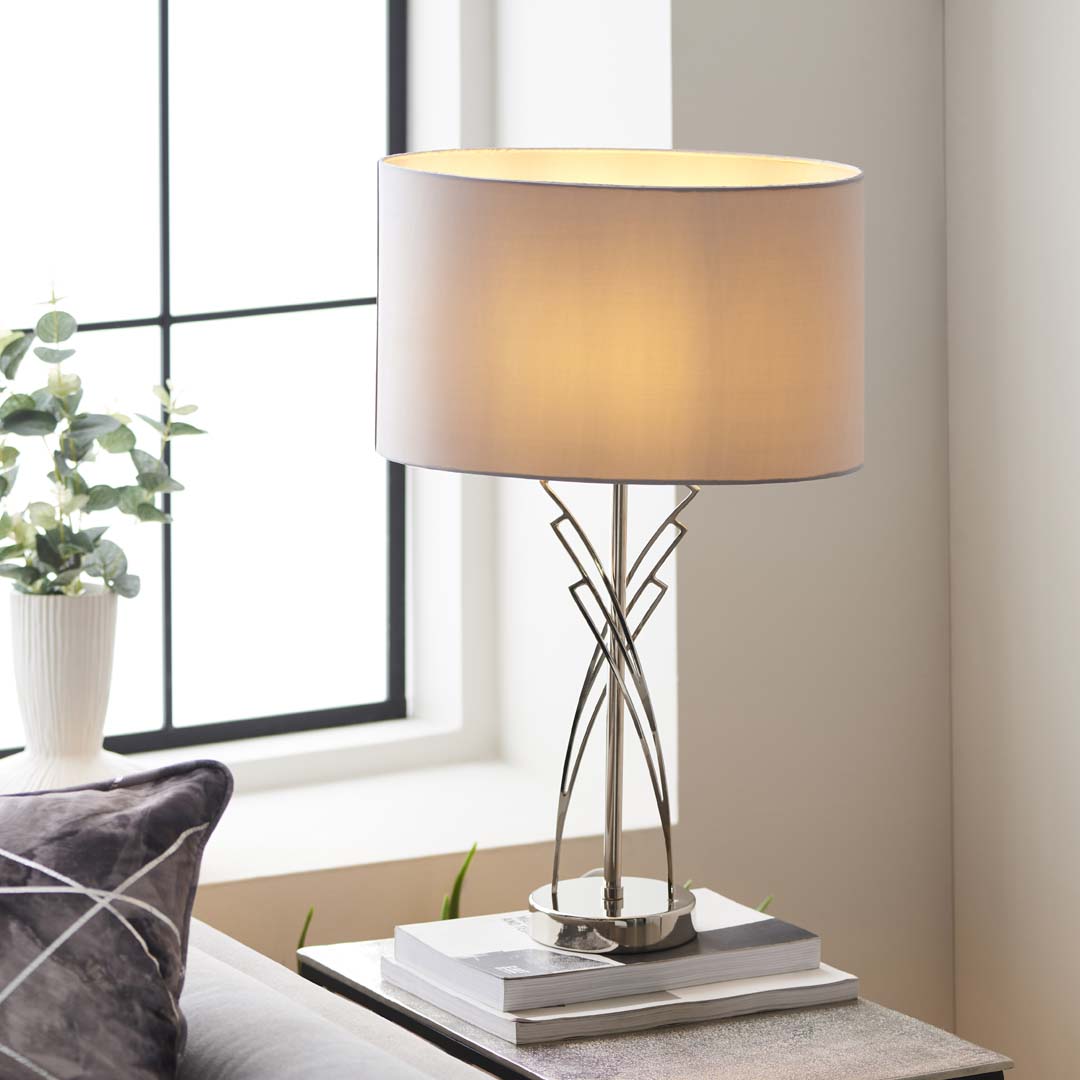 Lyla Satin Nickel Table Lamp