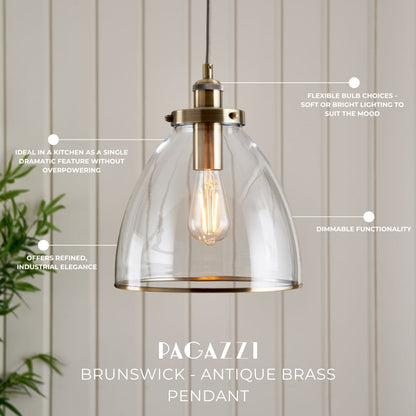 Brunswick Antique Brass Ceiling Pendant