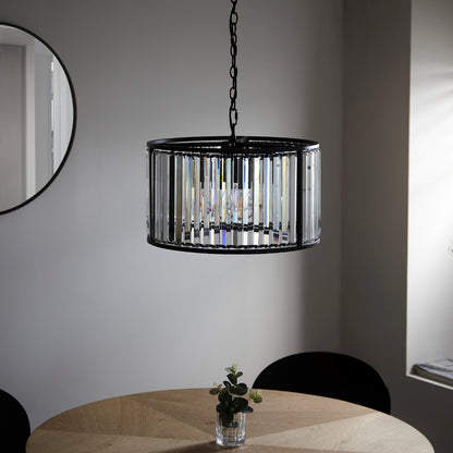 Resto Crystal & Matt Black Ceiling Light