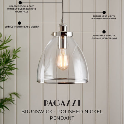 Brunswick Polished Nickel Ceiling Pendant