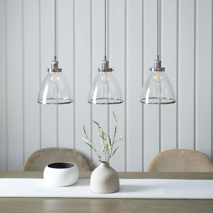 Brunswick 3 Light Nickel & Glass Pendant Bar