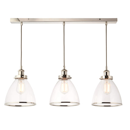 Brunswick 3 Light Nickel & Glass Pendant Bar