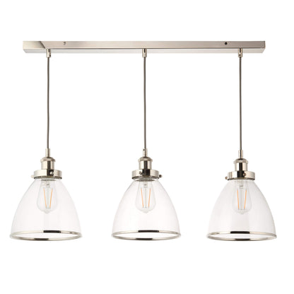 Brunswick 3 Light Nickel & Glass Pendant Bar
