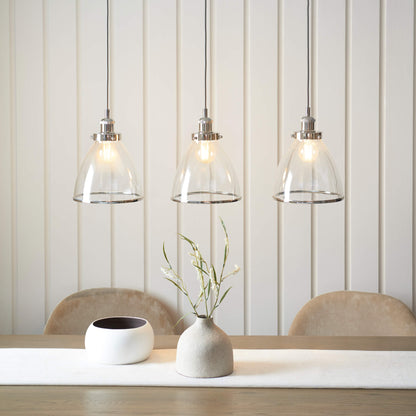 Brunswick 3 Light Nickel & Glass Pendant Bar