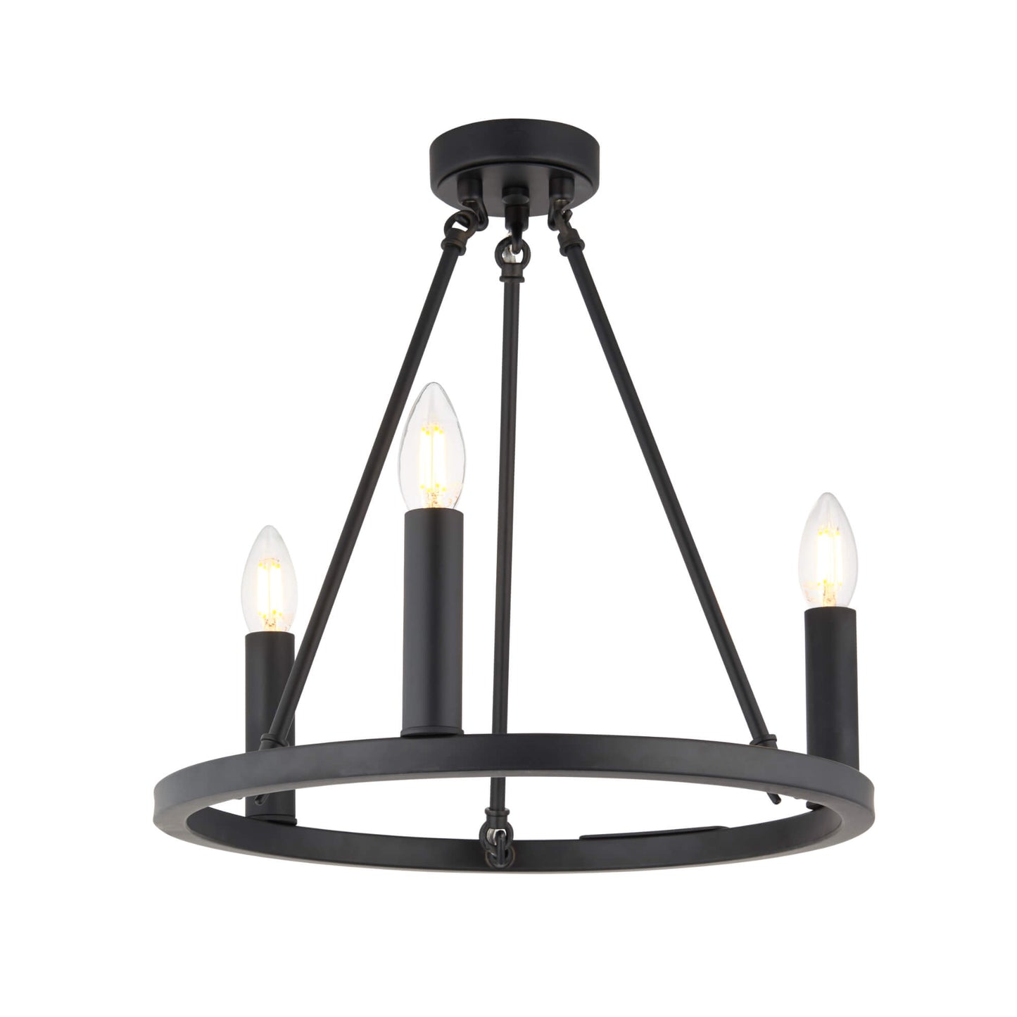 Parley 3 Light Black Semi Flush Ceiling Light