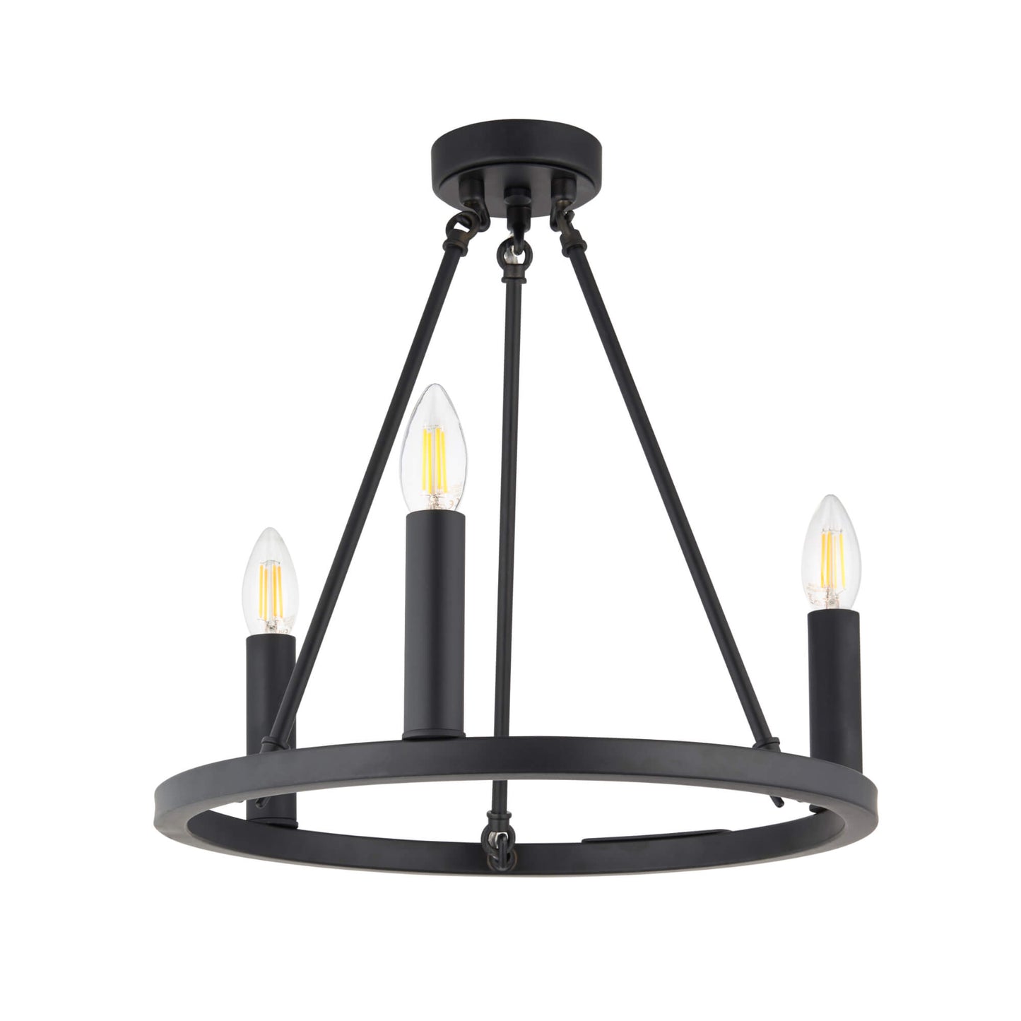 Parley 3 Light Black Semi Flush Ceiling Light