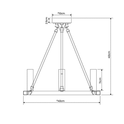 Parley 3 Light Black Semi Flush Ceiling Light