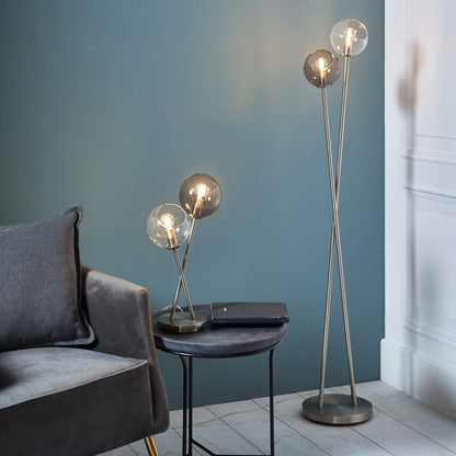Branco Chrome and Glass Floor Lamp