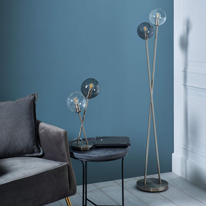 Branco Chrome and Glass Floor Lamp