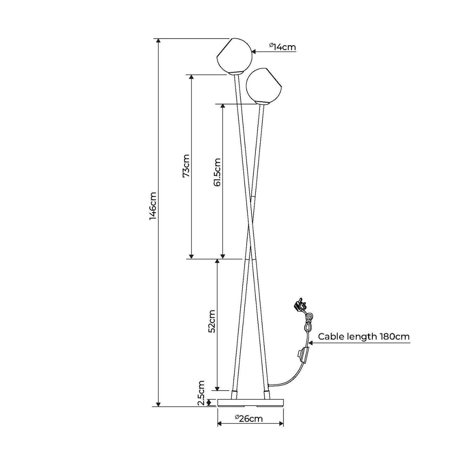 Branco Chrome and Glass Floor Lamp