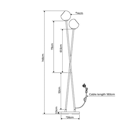 Branco Chrome and Glass Floor Lamp