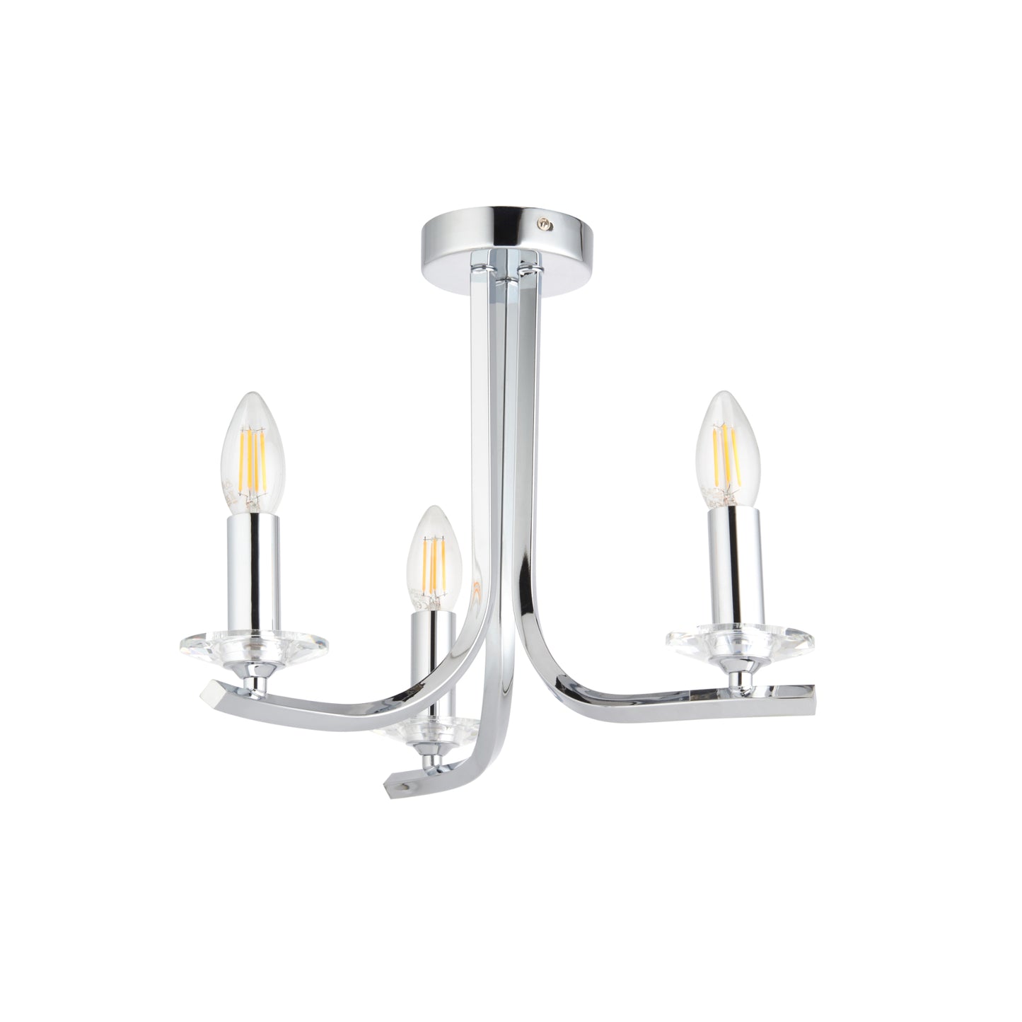 Morden 3 Light Polished Chrome Semi Flush Ceiling Light