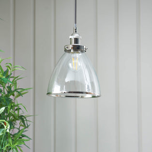 Brunswick Satin Nickel and Clear Glass  Easy-Fit Pendant Shade