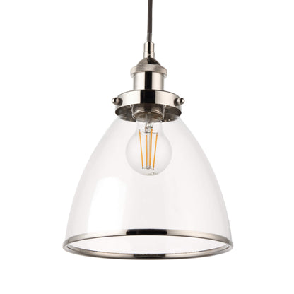 Brunswick Satin Nickel and Clear Glass  Easy-Fit Pendant Shade