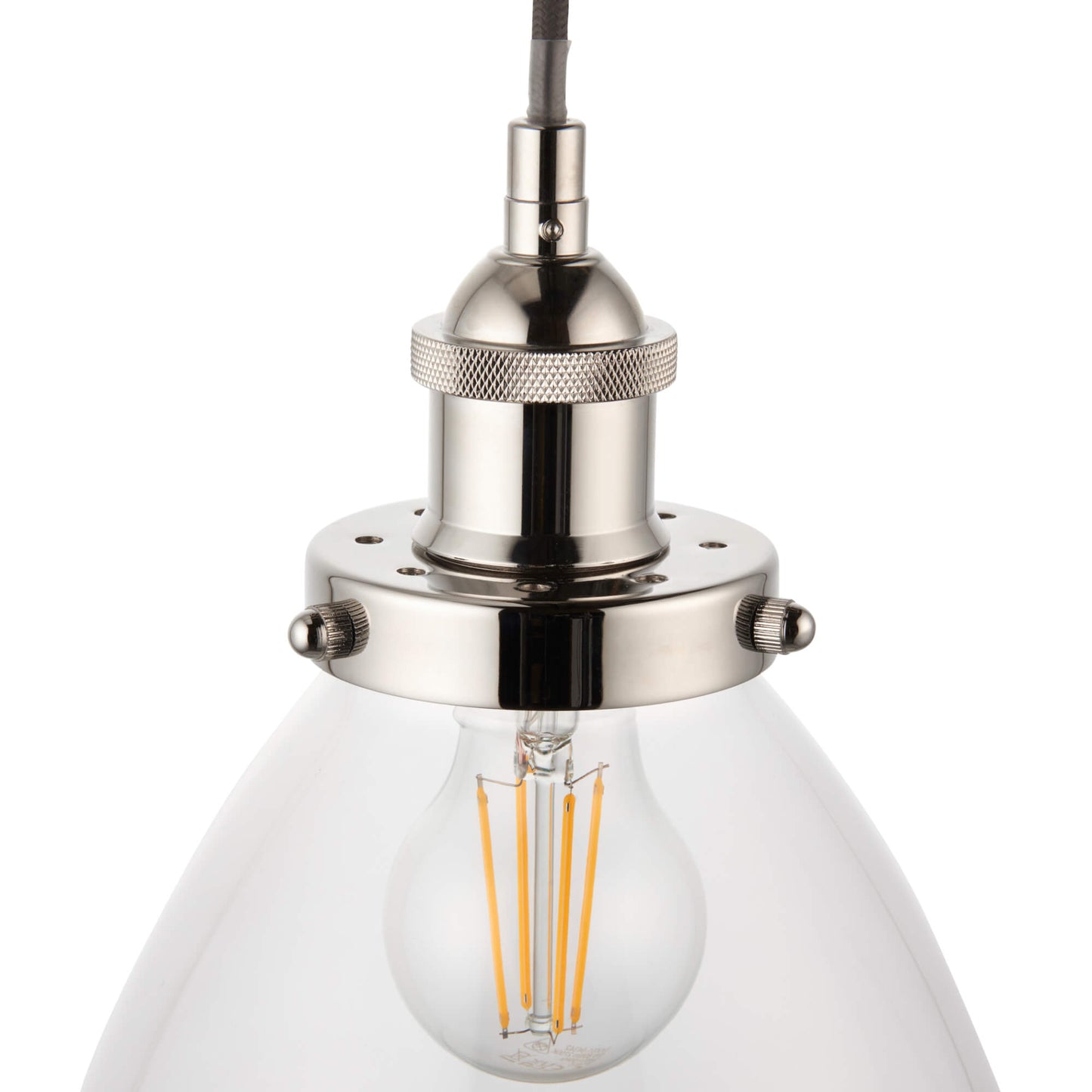 Brunswick Satin Nickel and Clear Glass  Easy-Fit Pendant Shade