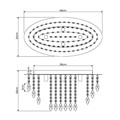 Winona Small Crystal Flush Ceiling Light