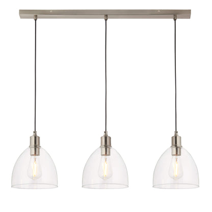 Jacob 3 Light Nickel and Glass Pendant Bar