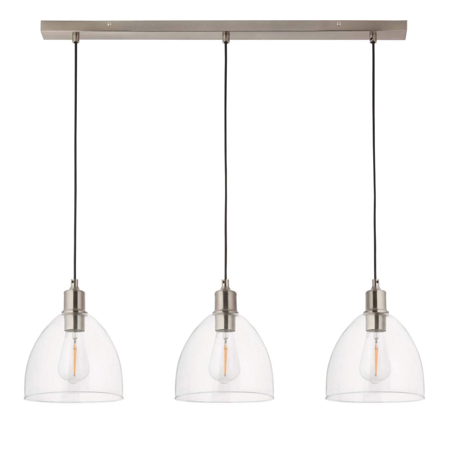 Jacob 3 Light Nickle and Glass Pendant Bar