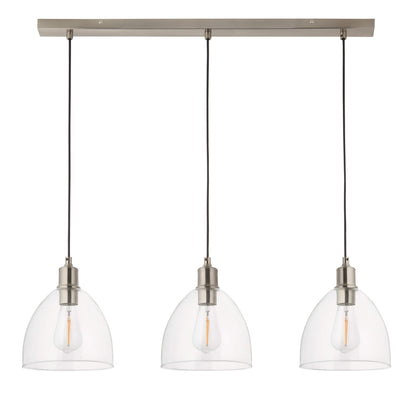 Jacob 3 Light Nickel and Glass Pendant Bar