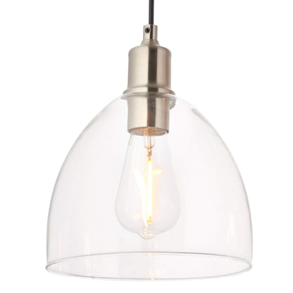 Jacob 3 Light Nickel and Glass Pendant Bar