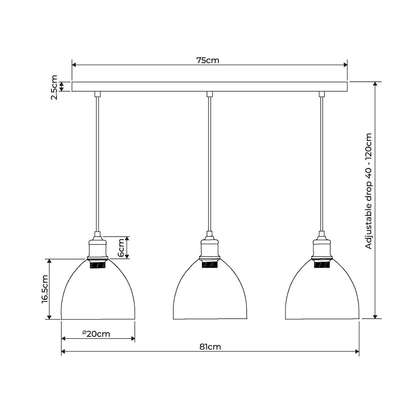 Jacob 3 Light Nickel and Glass Pendant Bar