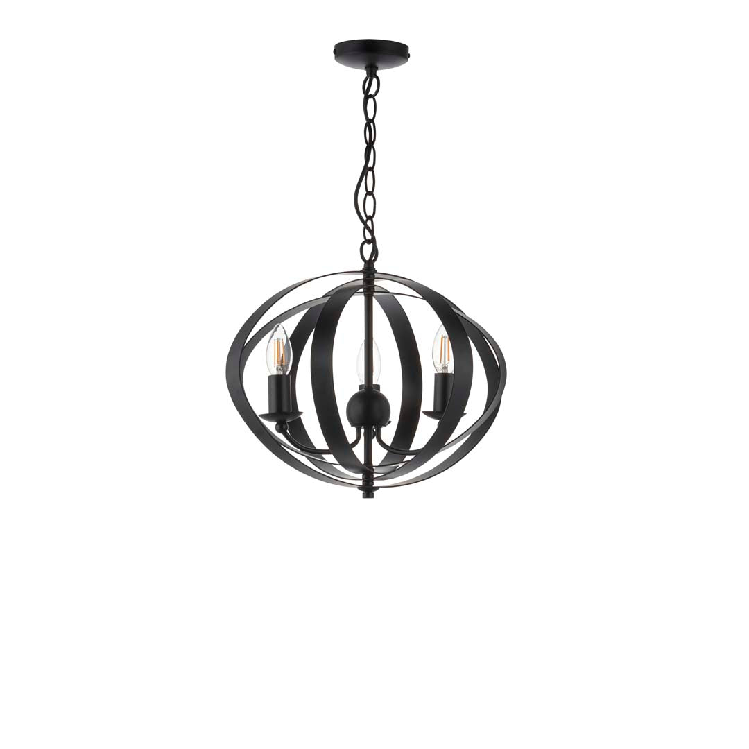 Midnight 3 Light Matte Black Pendant Ceiling Light