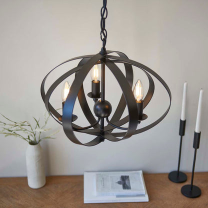 Midnight 3 Light Matte Black Pendant Ceiling Light