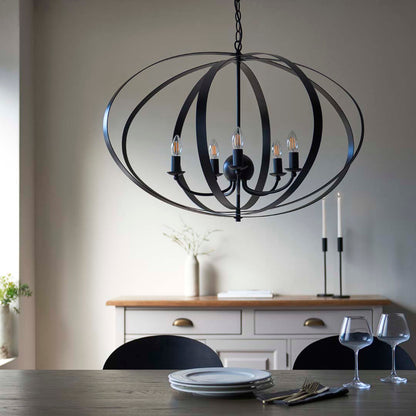 Midnight 5 Light Matte Black Pendant Ceiling Light