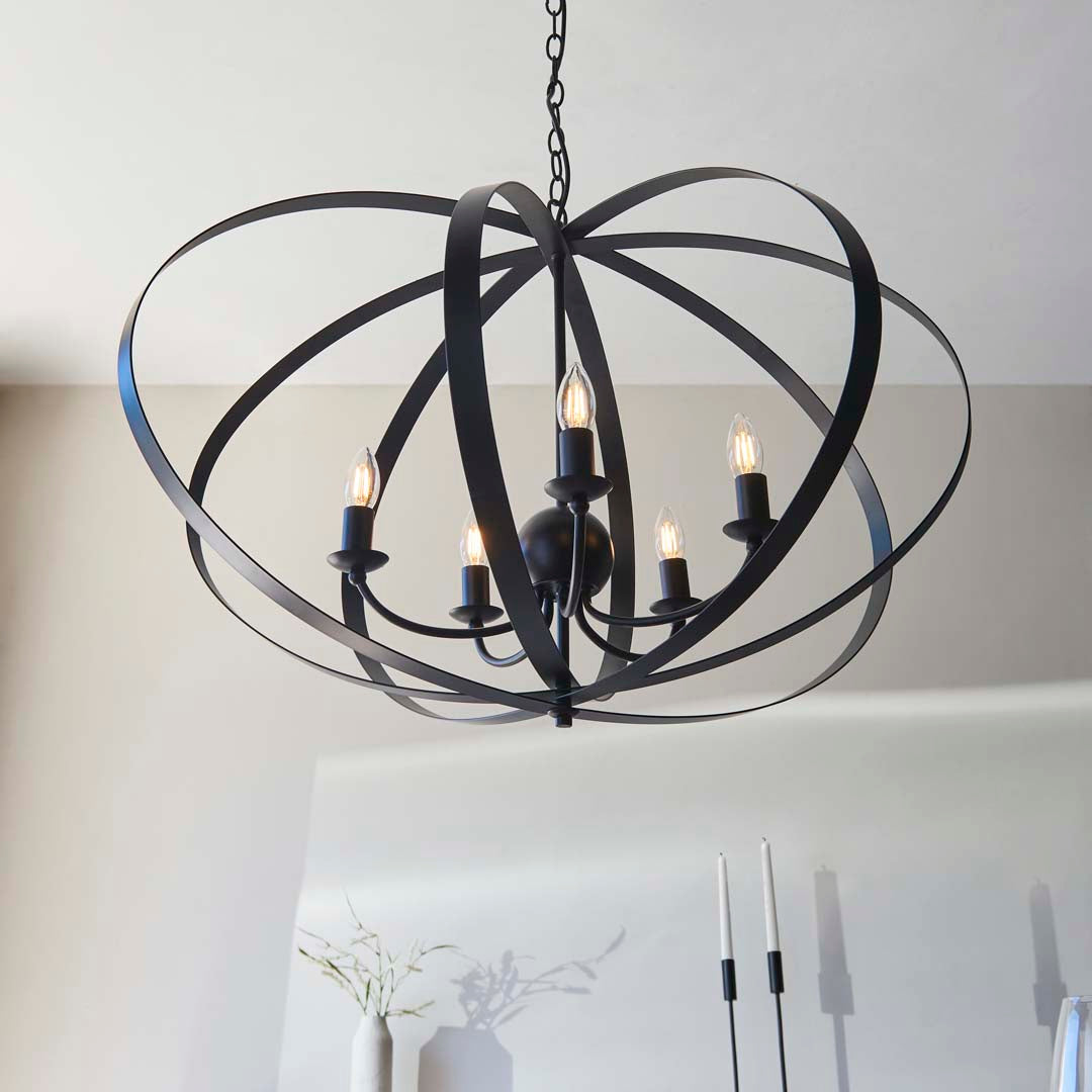 Midnight 5 Light Matte Black Pendant Ceiling Light