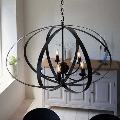 Midnight 5 Light Matte Black Pendant Ceiling Light