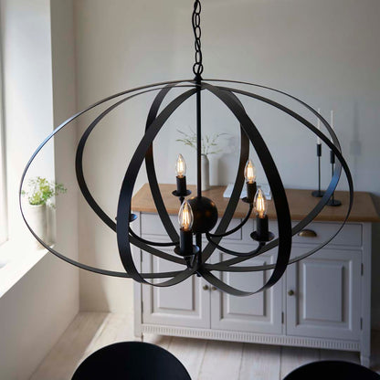 Midnight 5-Light Matt Black Pendant Ceiling Light