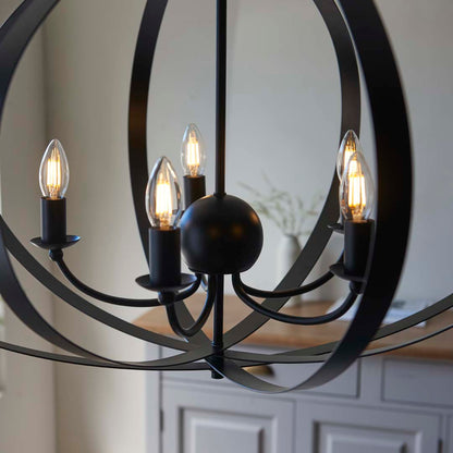 Midnight 5-Light Matt Black Pendant Ceiling Light