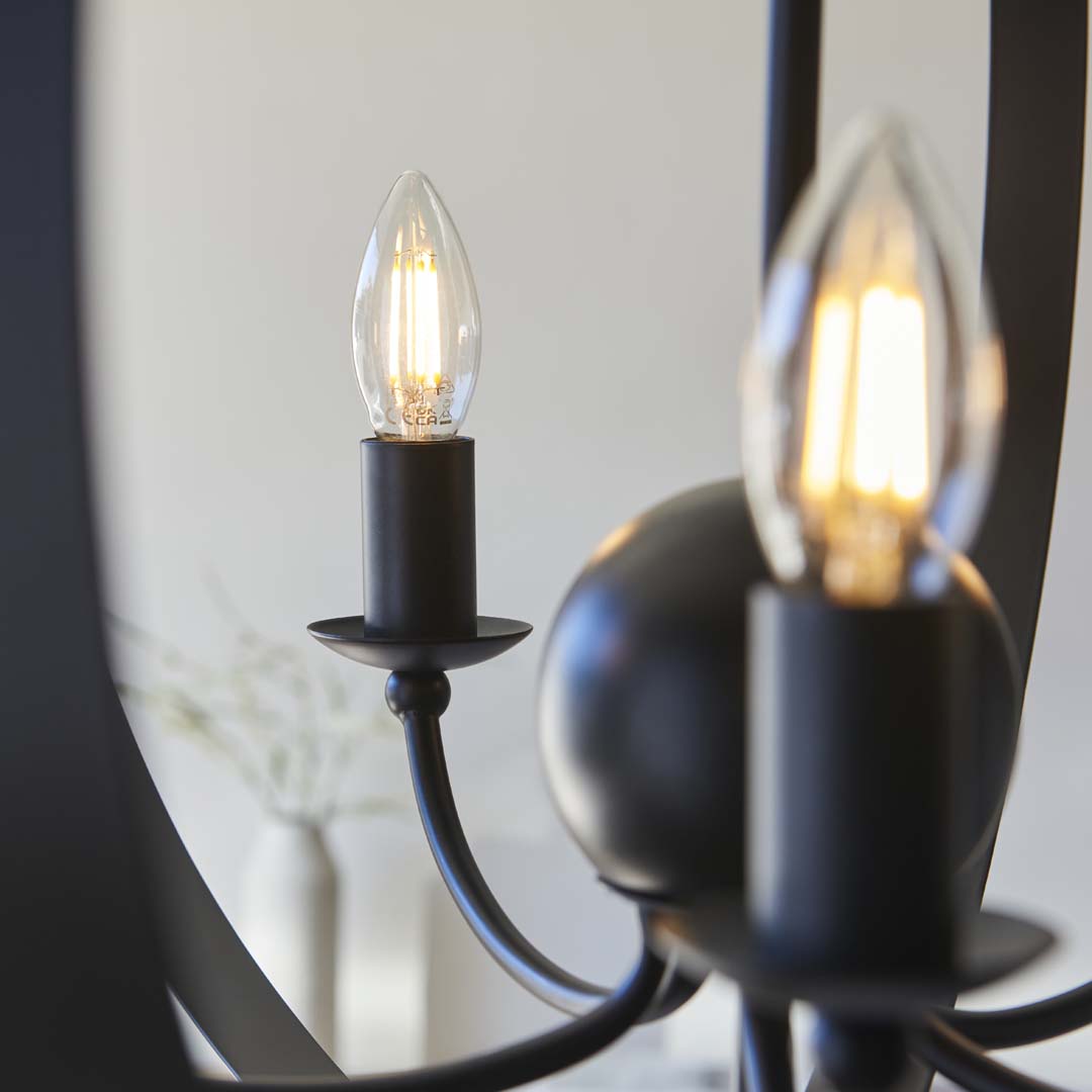 Midnight 5 Light Matte Black Pendant Ceiling Light