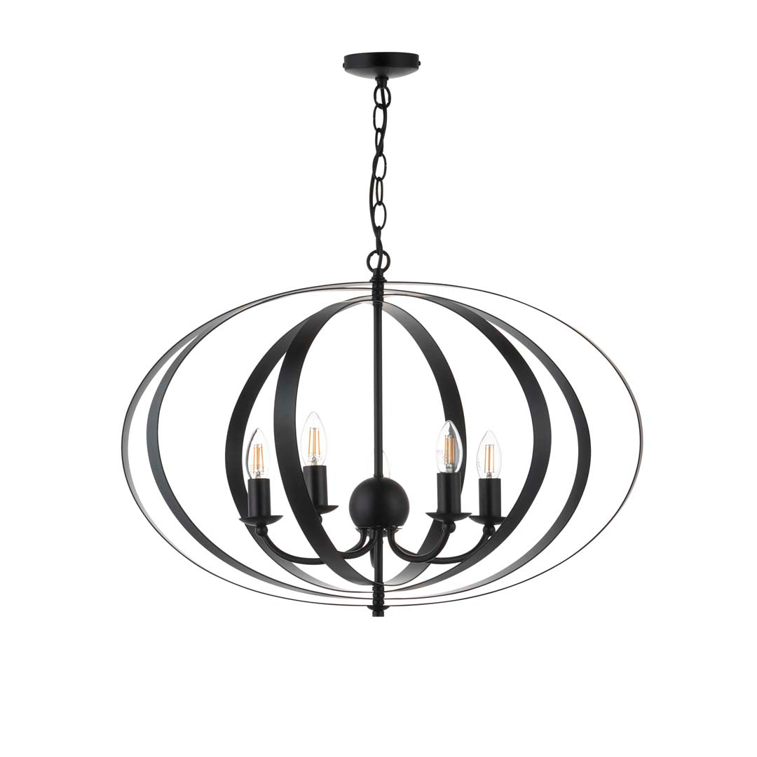 Midnight 5-Light Matt Black Pendant Ceiling Light