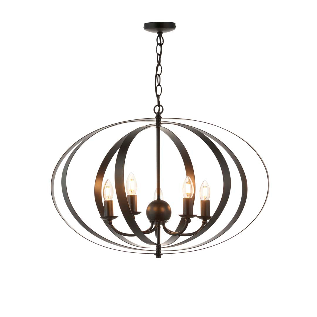 Midnight 5 Light Matte Black Pendant Ceiling Light