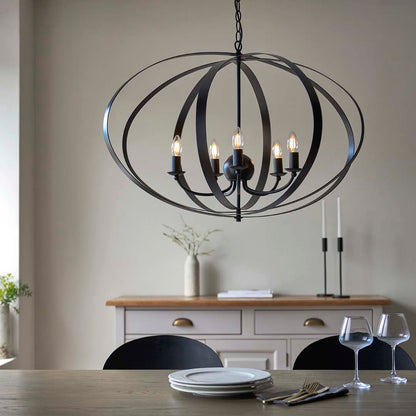 Midnight 5-Light Matt Black Pendant Ceiling Light