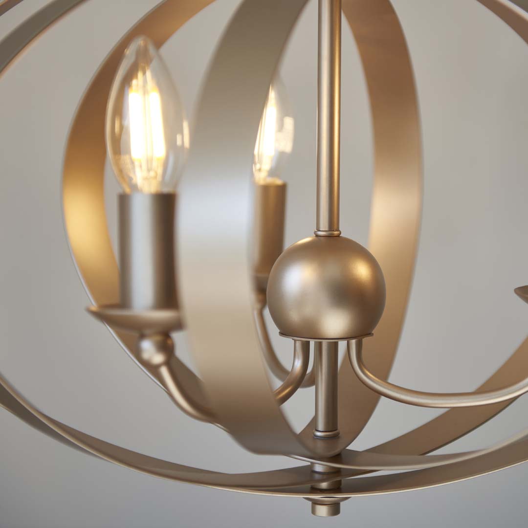 Midnight 3 Light Satin Gold Pendant Ceiling Light