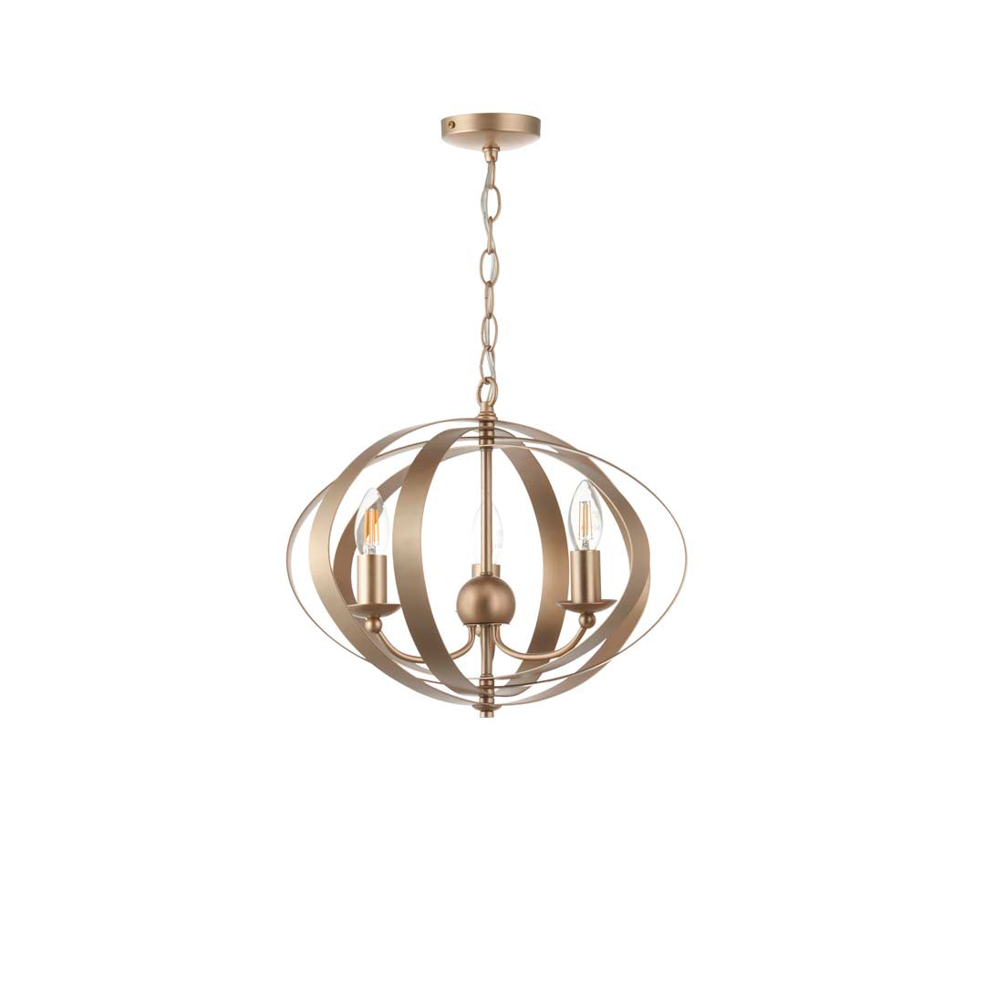 Midnight 3-Light Satin Gold Pendant Ceiling Light