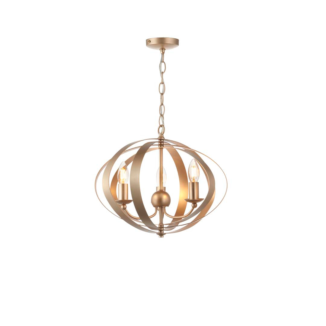 Midnight 3 Light Satin Gold Pendant Ceiling Light