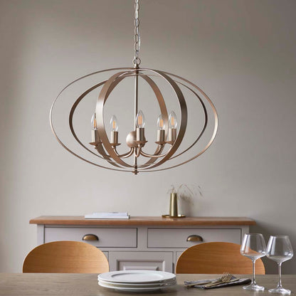 Midnight 5 Light Satin Gold Pendant Ceiling Light