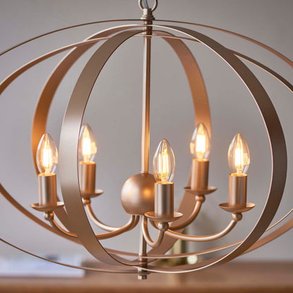 Midnight 5 Light Satin Gold Pendant Ceiling Light