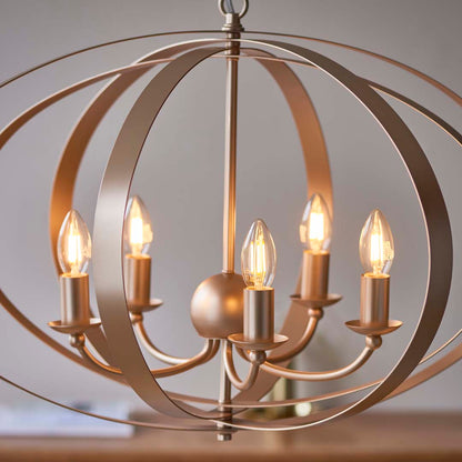 Midnight 5-Light Satin Gold Pendant Ceiling Light