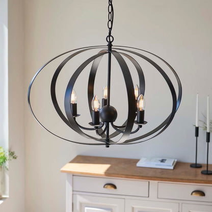 Midnight 5 Light Matte Black Pendant Ceiling Light Large