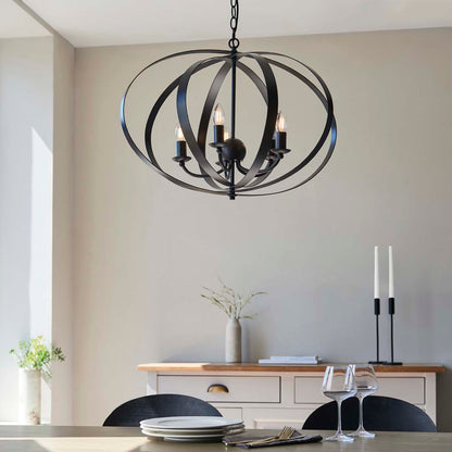 Midnight 5 Light Matte Black Pendant Ceiling Light Large