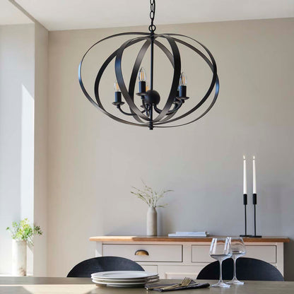 Midnight 5 Light Matte Black Pendant Ceiling Light Large